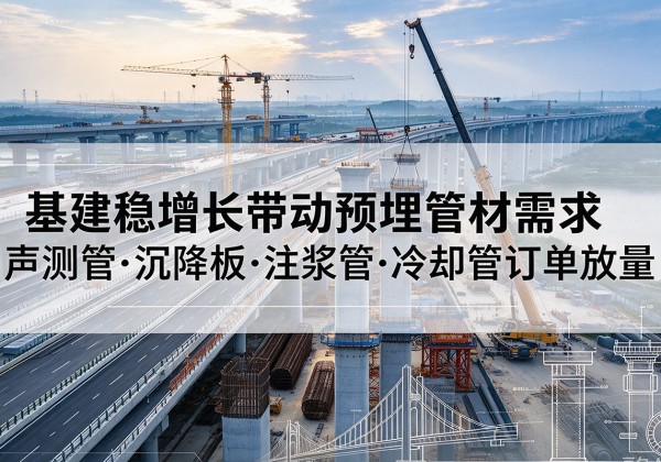 皇姑基建稳增长带动预埋监测管材需求，声测管、沉降板、注浆管订单持续放量